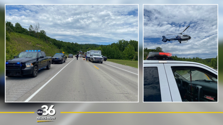 Photos of emergency services at Kentucky Highway 92 West three-vehicle collision Saturday