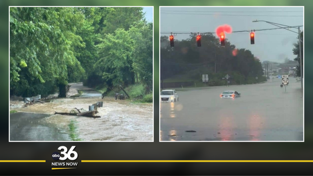 Flash flood conditions in Madison County
