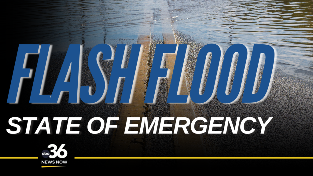 Flash flood, state of emergency graphic