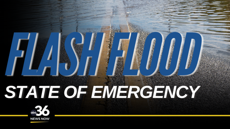 Flash flood, state of emergency graphic