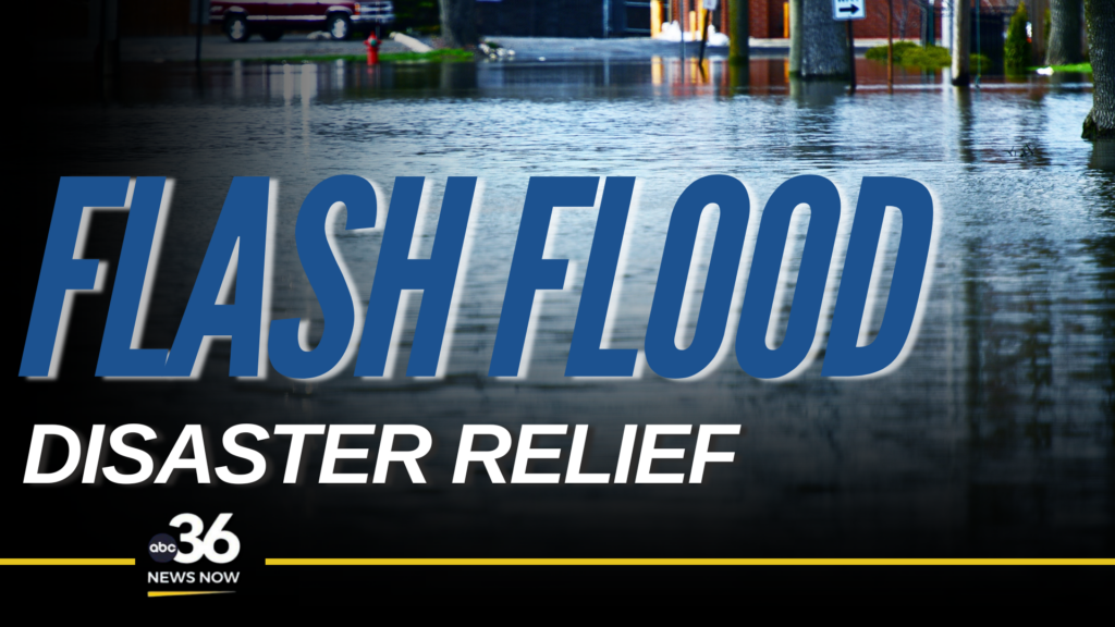 Flash flood disaster relief graphic