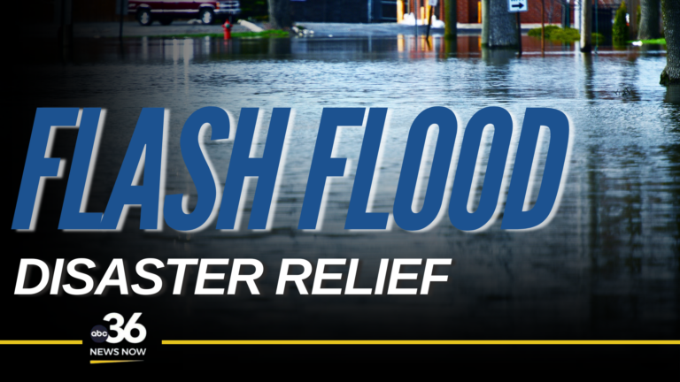Flash flood disaster relief graphic