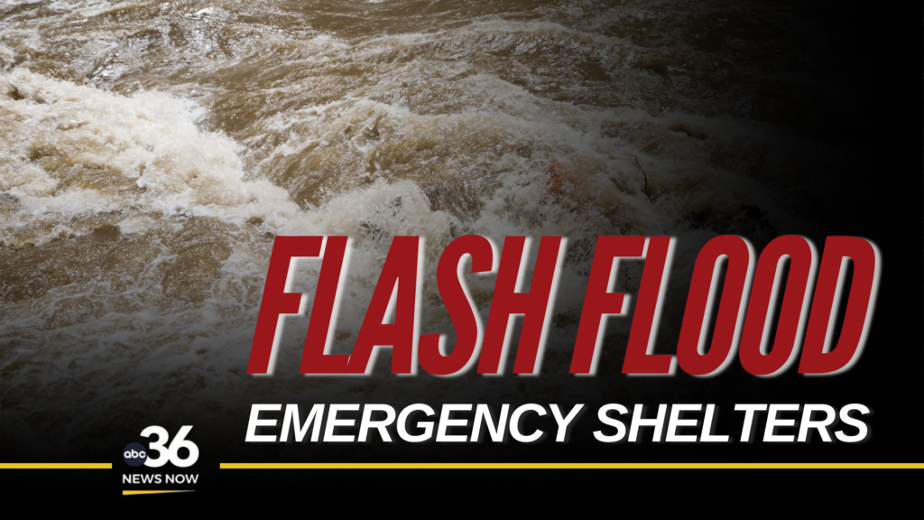 Flash flood emergency shelters graphic