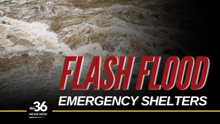 Flash flood emergency shelters graphic