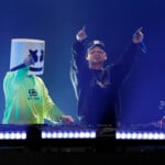 Dj Marshmello And Singer Kane Brown Perform During The Iheartradio Music Festival At T Mobile Arena In Las Vegas