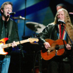 Eric Clapton Sings With Willie Nelson At Concert.
