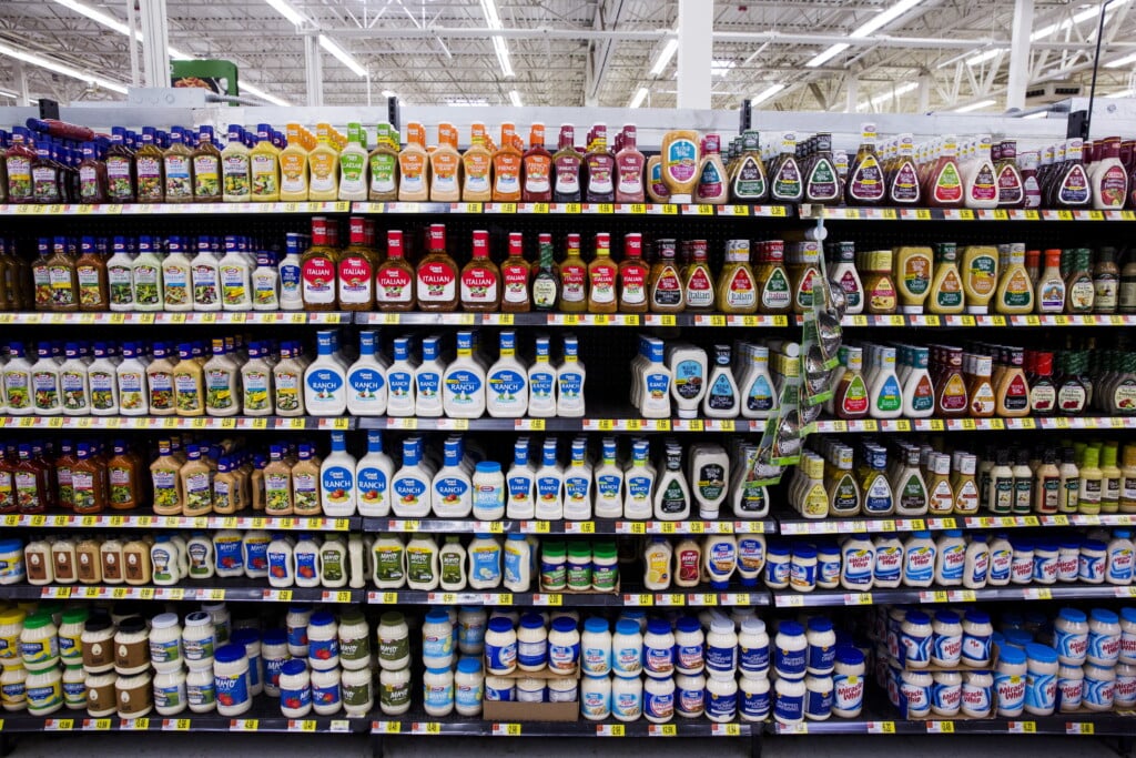 Salad Dressings Are Displayed At A Walmart Store In Secaucus, New Jersey
