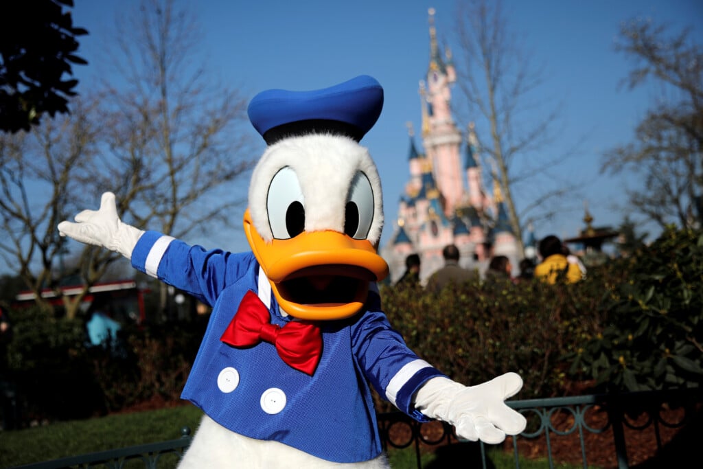 Disney Character Donald Duck Poses For Photos In Disneyland Paris Ahead Of The 25th Anniversary Of The Park In Marne La Vallee