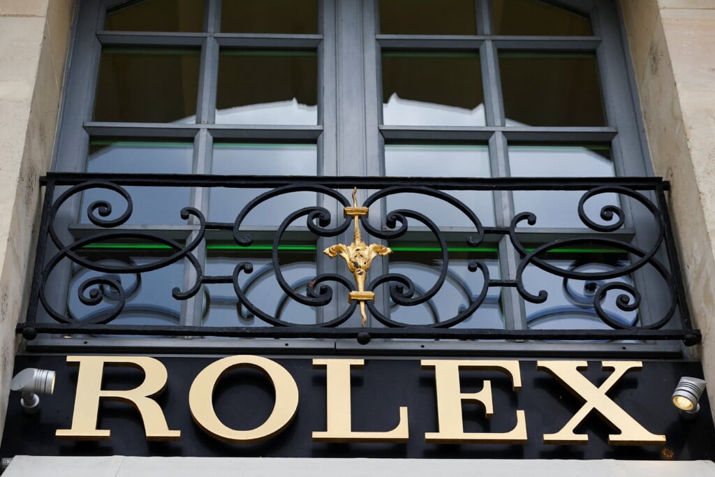 A Logo Of Swiss Watchmaker Rolex Is Pictured On A Store In Paris