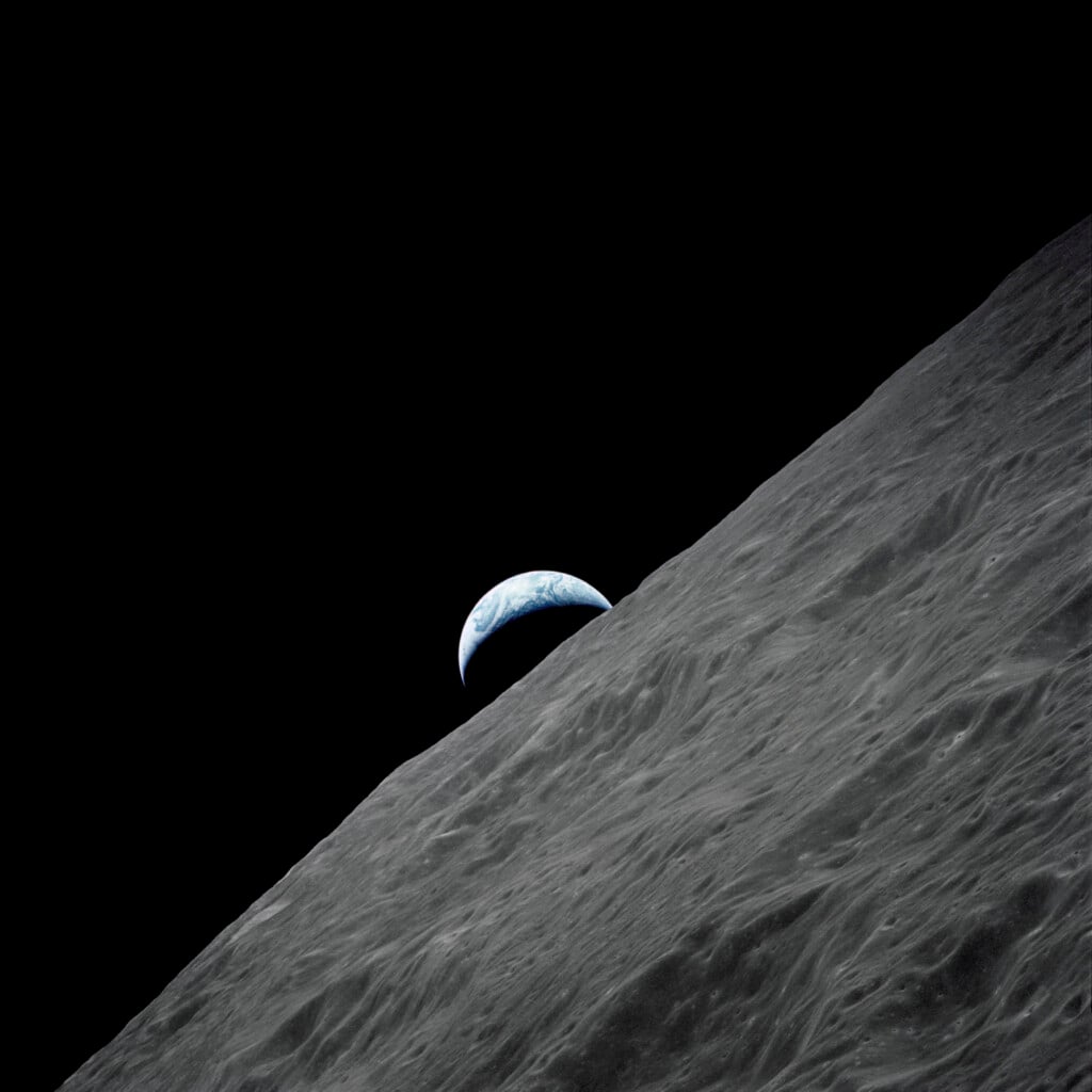 The Crescent Earth Rises Above The Lunar Horizon In This Nasa Handout Photograph Taken From The Apollo 17 Spacecraft In Lunar Orbit