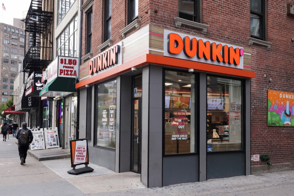 An Exterior View Of Dunkin' Donuts In New York