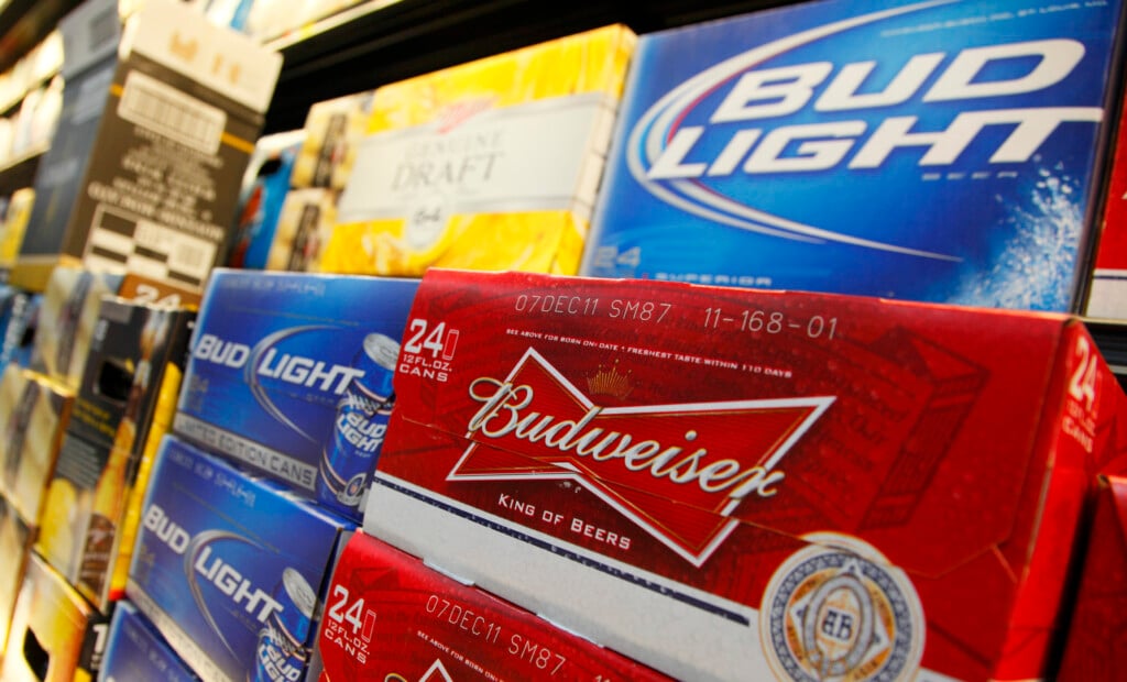 Anheuser Busch's Budweiser And Bud Light Beer Can Be Seen On Display At A New Wal Mart Store In Chicago