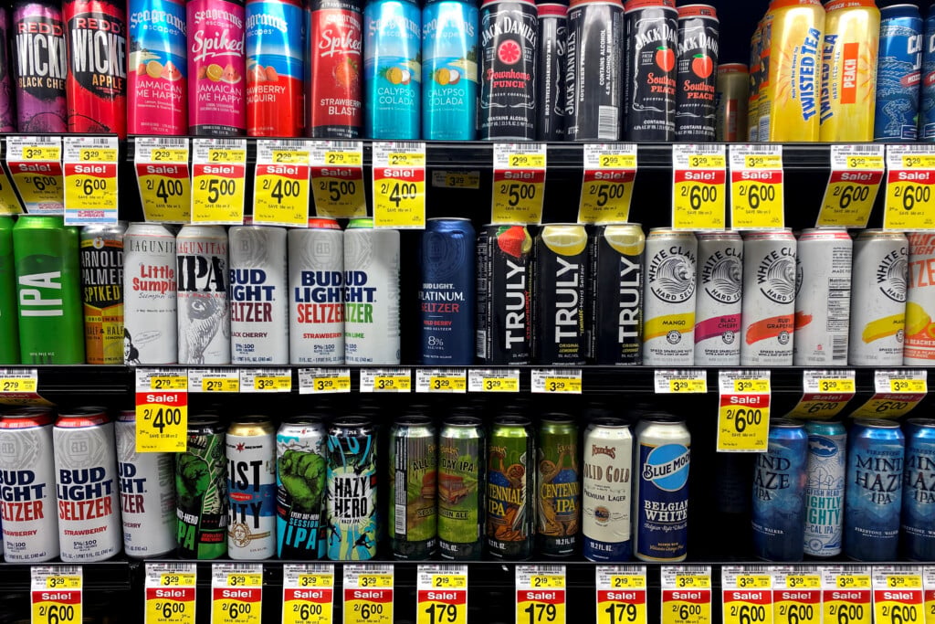 Cans Of Ab Inbev's Bud Light Hard Seltzer Are Seen Next To White Claw At Jewel Osco Supermarket In Chicago