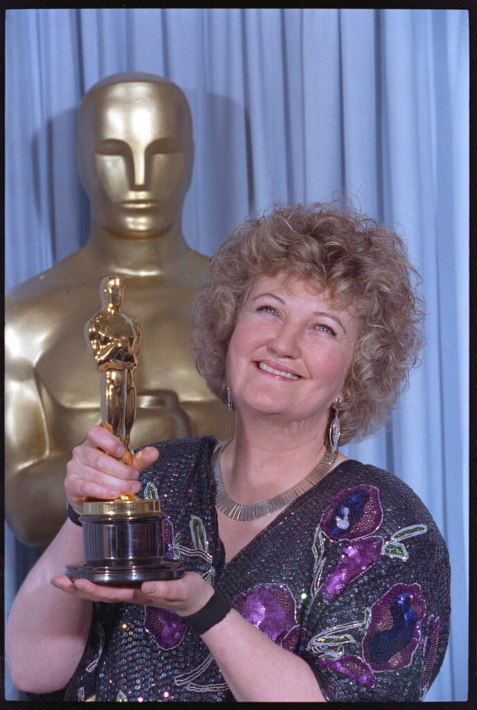 File Photo: Brenda Fricker Holds Up Her Oscar After Winning The Best Supporting Actress Category At Academy Awards.