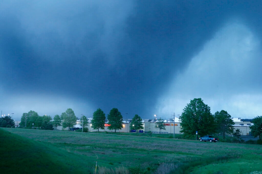 The Funnel Cloud Is Pictured From The Barnes Crossing Area Of Tupelo As The Tornado Made Its Way Across Town On Tupelo Mississippi