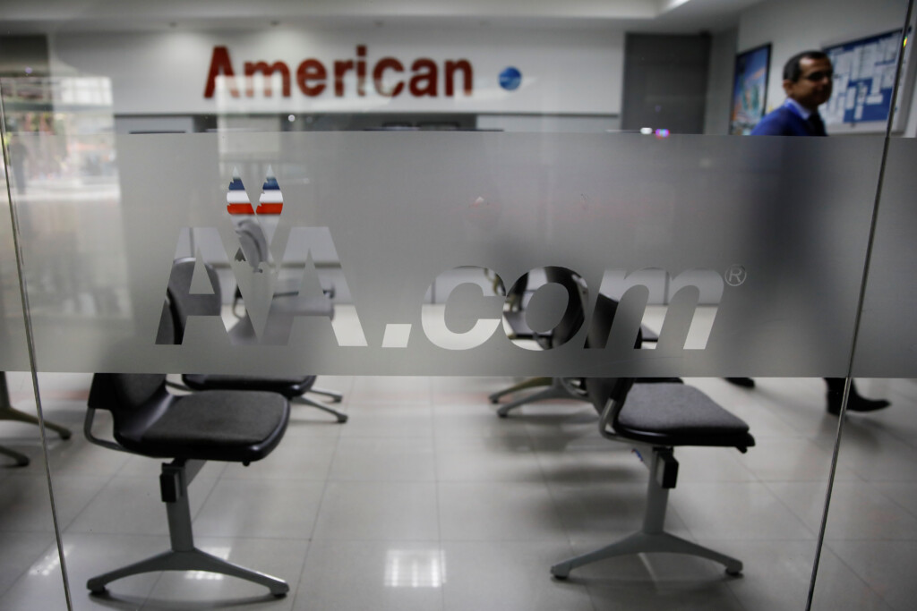 Corporate Logos Of American Airlines Are Seen At Their Office In Caracas