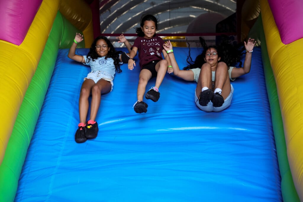 People Enjoy Pop In The City, A 120 Foot Long Inflatable Walk Through Experience In New York