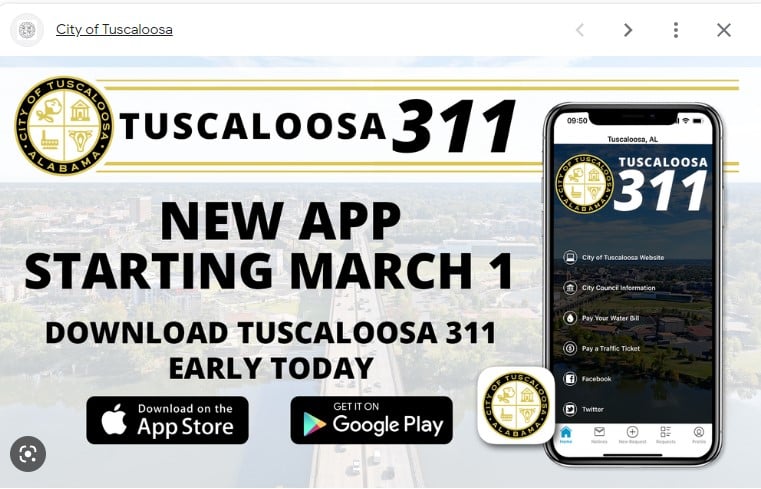 Tuscaloosa 311 App