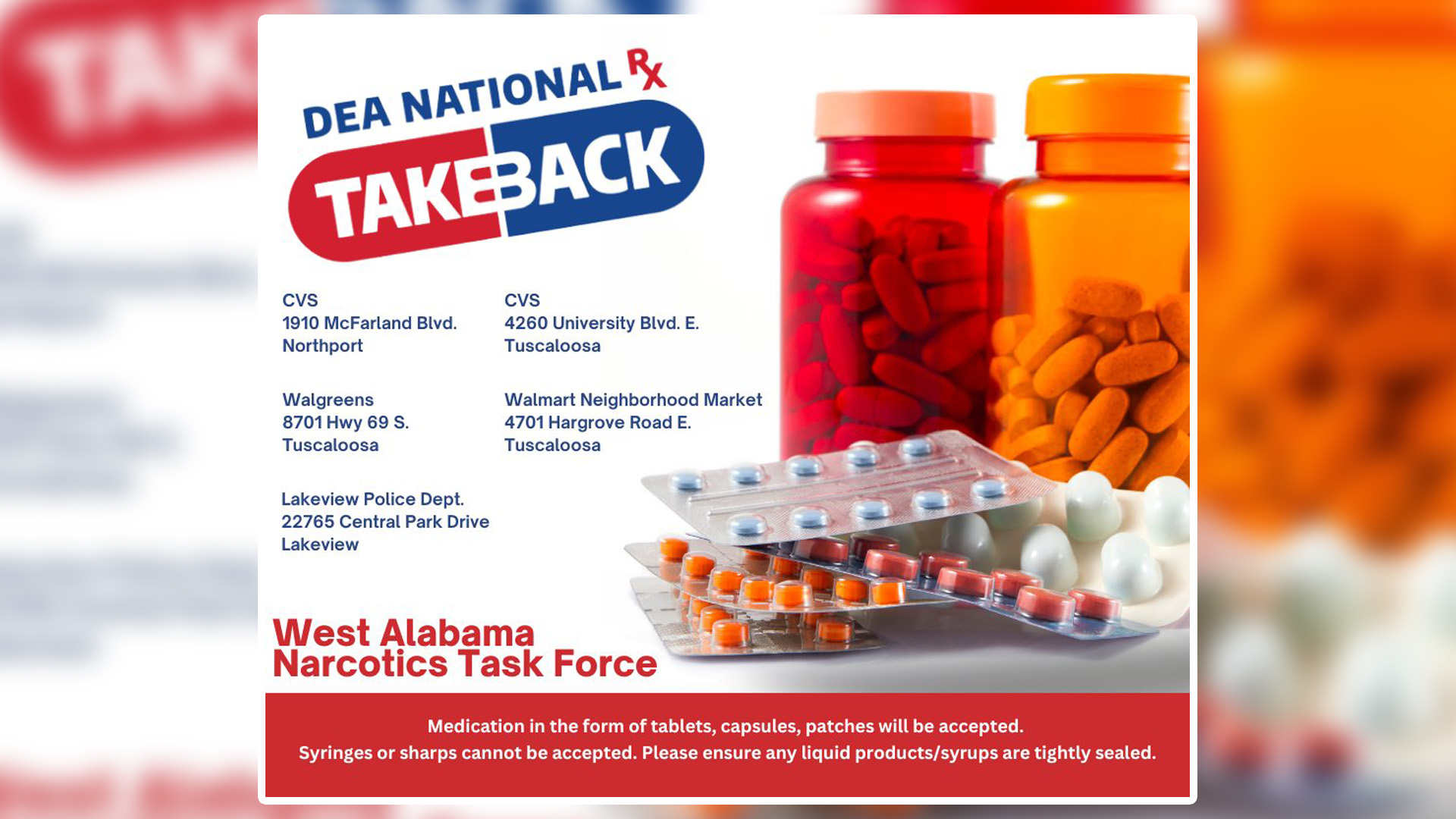 Tuscaloosa Police offering drop boxes for prescription drugs Saturday ...