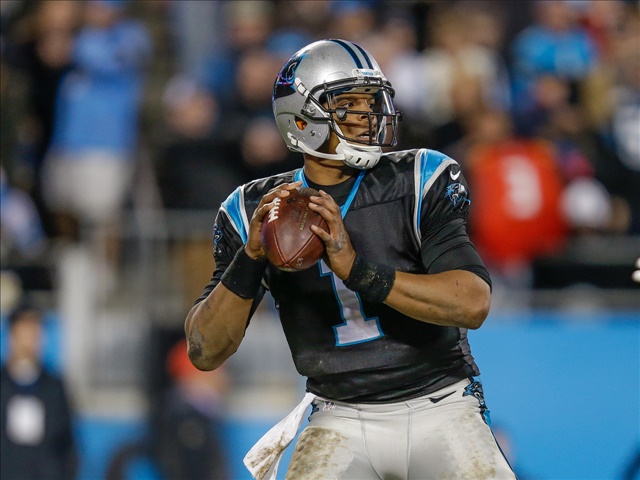 Carolina Panthers QB Cam Newton drops back for a pass against the Tampa Bay Buccaneers on Jan. 3
