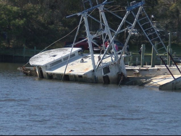 Abandoned boat in Holden Beach Brunswick County abandoned boat