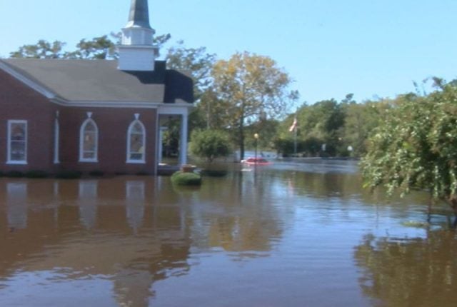 Flooding inundated Fair Bluff after Hurricane Matthew in October 2016. (Photo: Hannah Patrick/WWAY)