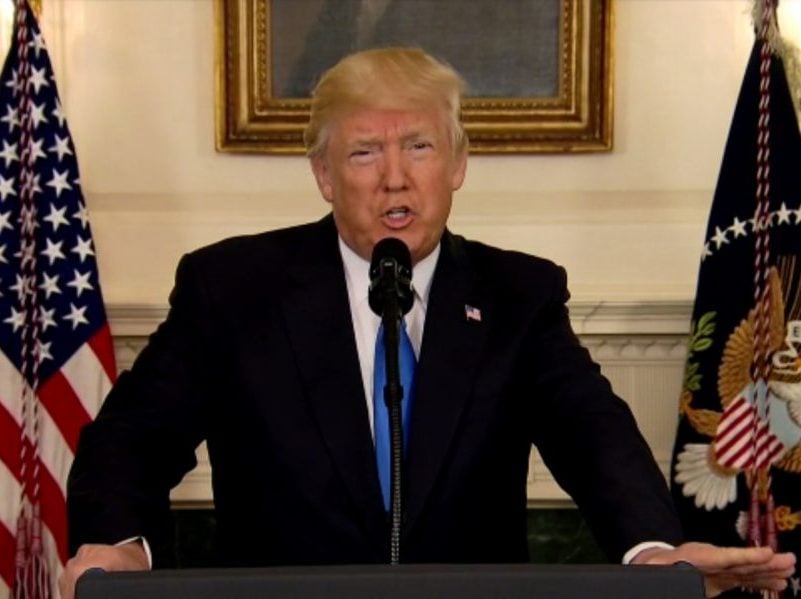 President Donald Trump speaks from the White House on June 14