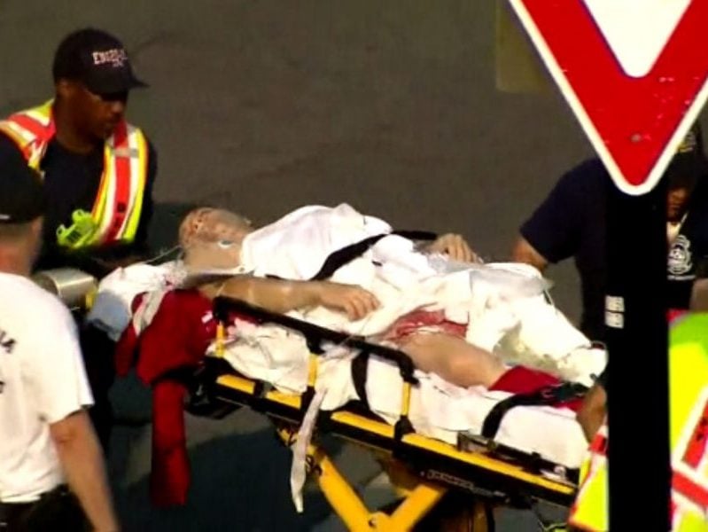 US House Majority Whip Steve Scalise (R-Louisiana) is taken to an ambulance after being shot in the hip in Alexandria