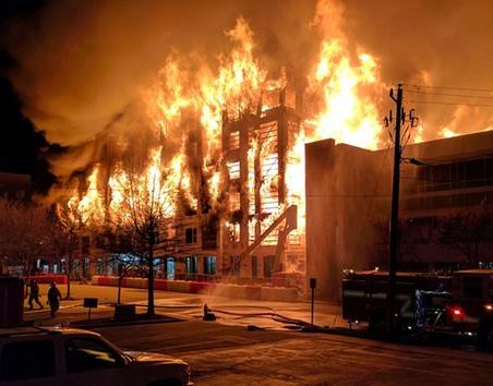 Massive fire burns in downtown Raleigh Thursday night