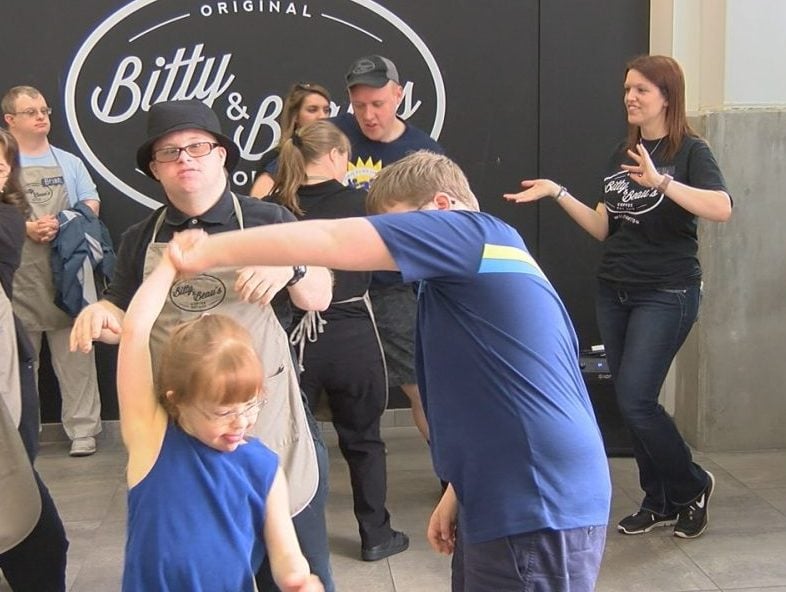 Bitty and Beau dancing to celebrate World Down Syndrome Day.