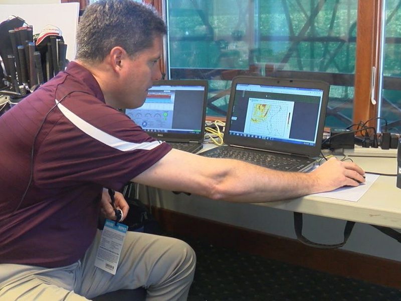 Stewart Williams is a PGA Tour meteorologist watching the weather during the 2017 Wells Fargo Championship in Wilmington. (Photo: Helen Holt/WWAY)