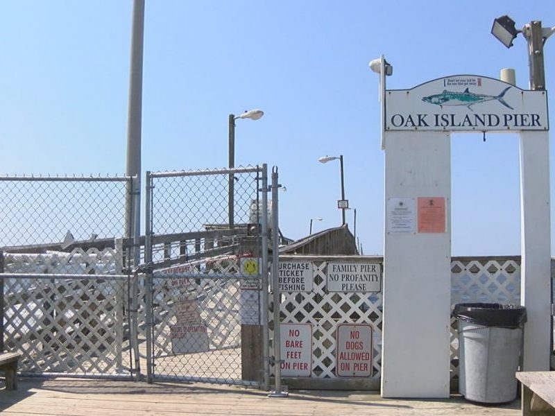 Oak Island Pier blocked off on May 10