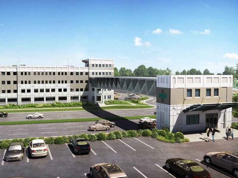 Artist rendering of an employee parking deck and skyway across 17th Street to be built for NHRMC (Photo: NHRMC)