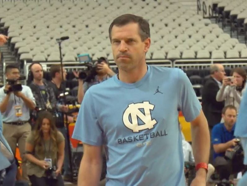 C.B. McGrath watches Tar Heel basketball practice on March 31