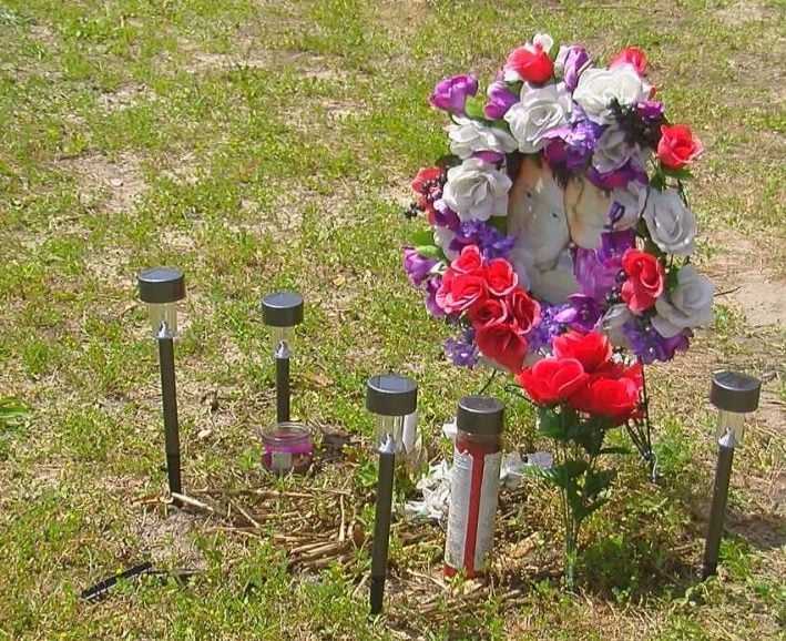 A memorial was made for April Marie Daugherty where she died.