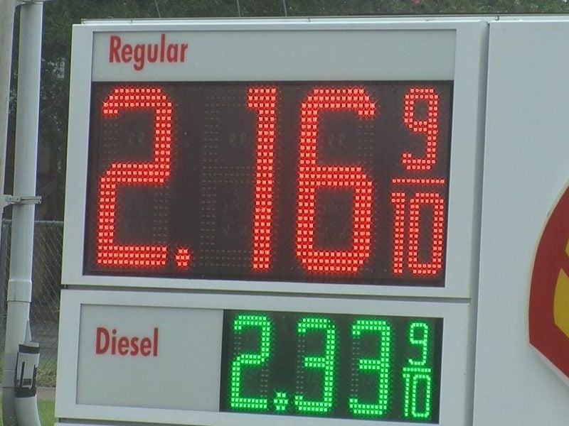 Price sign at a Wilmington gas station on Aug. 28