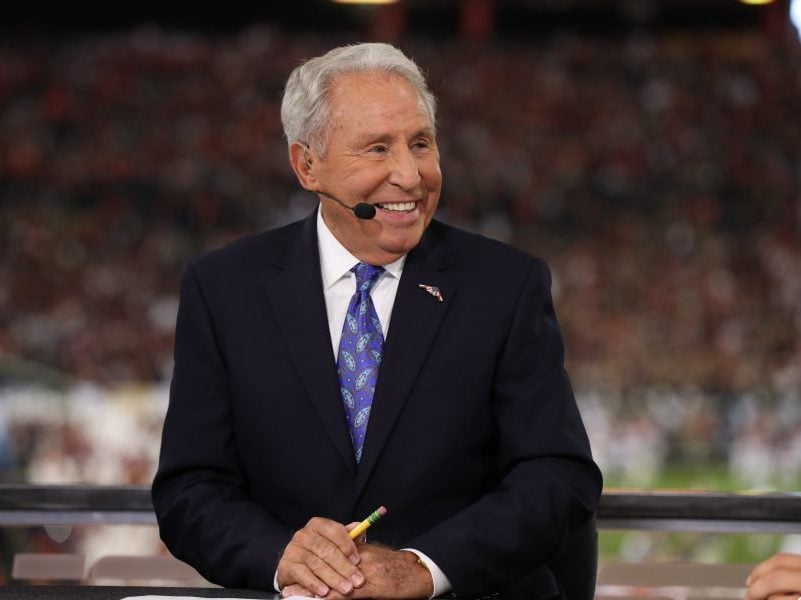 Lee Corso on the set of Championship Drive during the 2017 CFP National Championship Game on Jan. 9