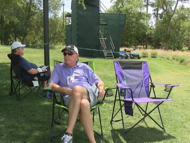 Doug Miller of Raleigh staked out a spot in the shade near holes 9 and 10 during the Wells Fargo Championship on May 4