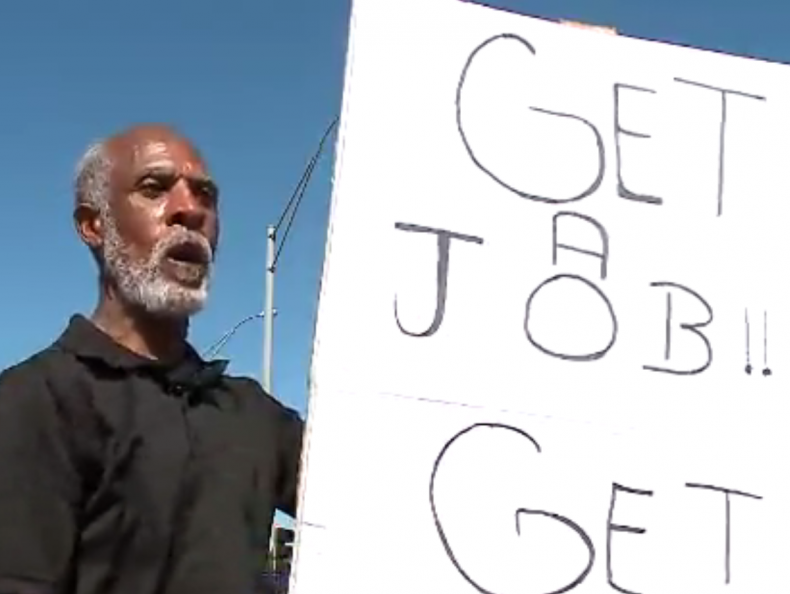 Nebraska man holds 'get a job' sign near pandhandlers - WWAYTV3