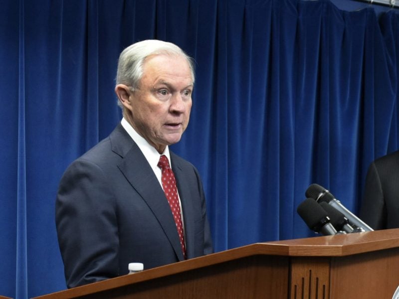 Attorney General Jeff Sessions speaks at a news conference on March 6