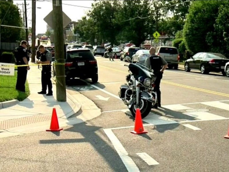 Police at the scene of a shooting in Alexandria