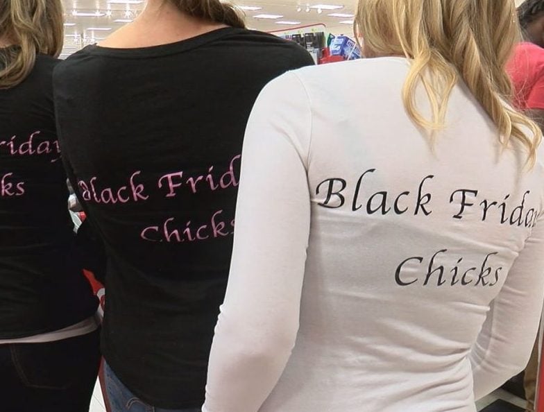 Some shoppers came dressed in their team apparel for Black Friday but were disappointed by the lack of adrenaline-filled shopping.