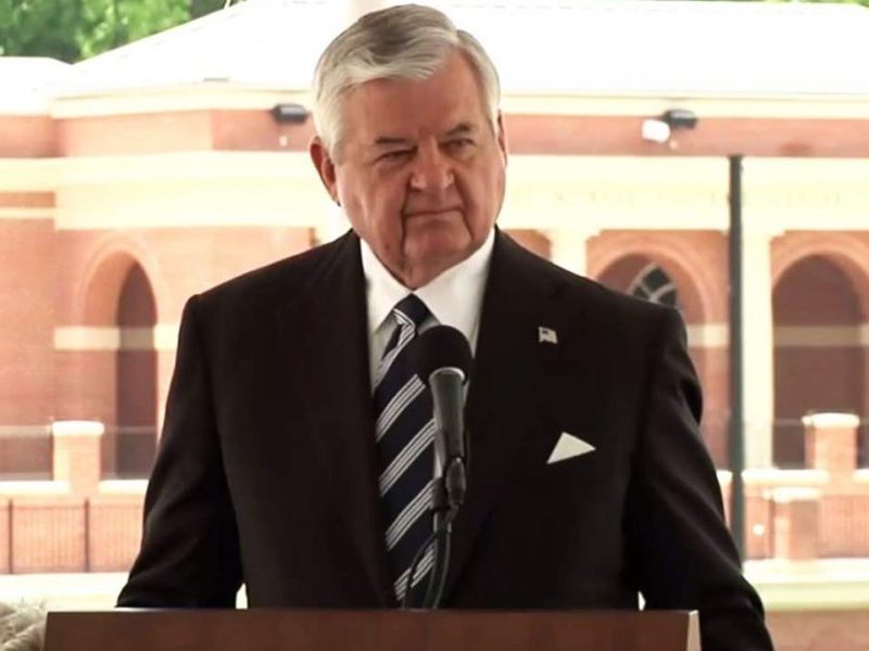 Carolina Panthers founder Jerry Richardson speaks at an event on June 11