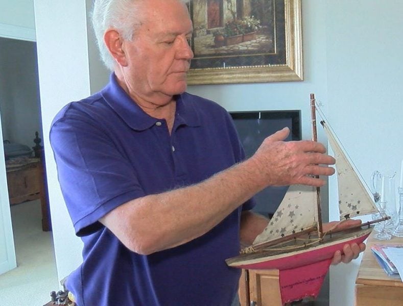 Rex Wray showing the mini boat