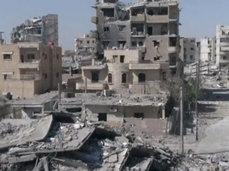 Drone video shows the damage after weeks of fighting and bombing in the Syrian city of Raqqa that once served as the capital for ISIS. (Photo: The Associated Press)
