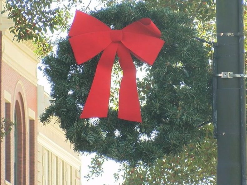 Christmas wreaths are now up all around town as the Christmas season slowly approaches.
