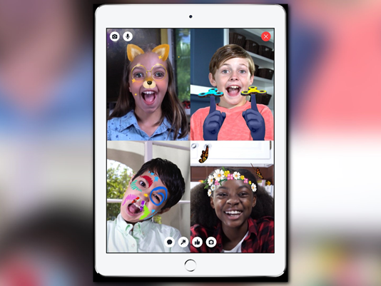 An example of what the video chat on Facebook's Messenger Kids app looks like.