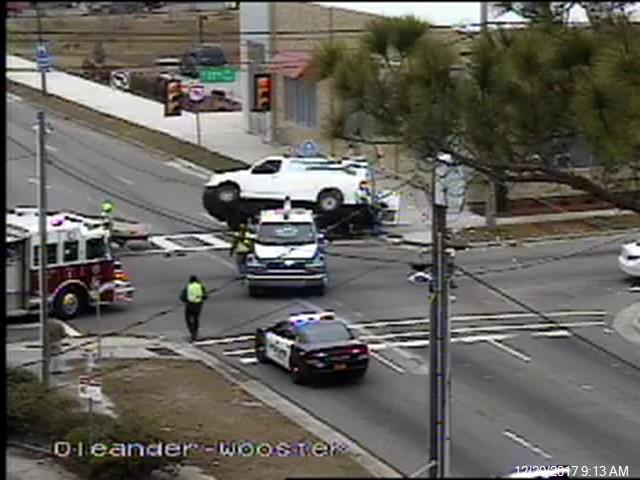 Crews work to clear a crash at 17th & Dawson streets in Wilmington on Dec. 29
