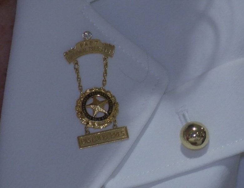 Norma Luther's pin showing she is a Gold Star Mother.
