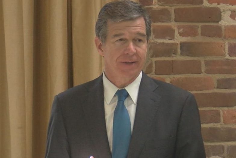 Governor Roy Cooper speaks to local law enforcement and thanks them for their efforts combating the opioid crisis on October 26